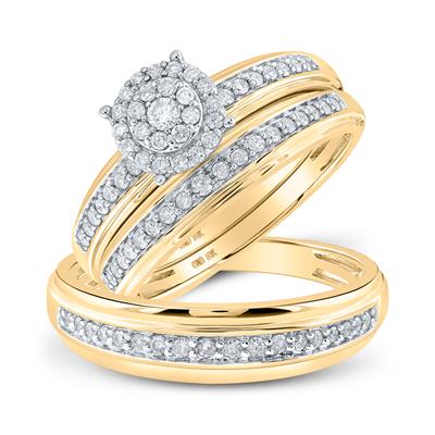 10k Yellow Gold Diamon Trio Set / Size: sz7 sz10 / 160830