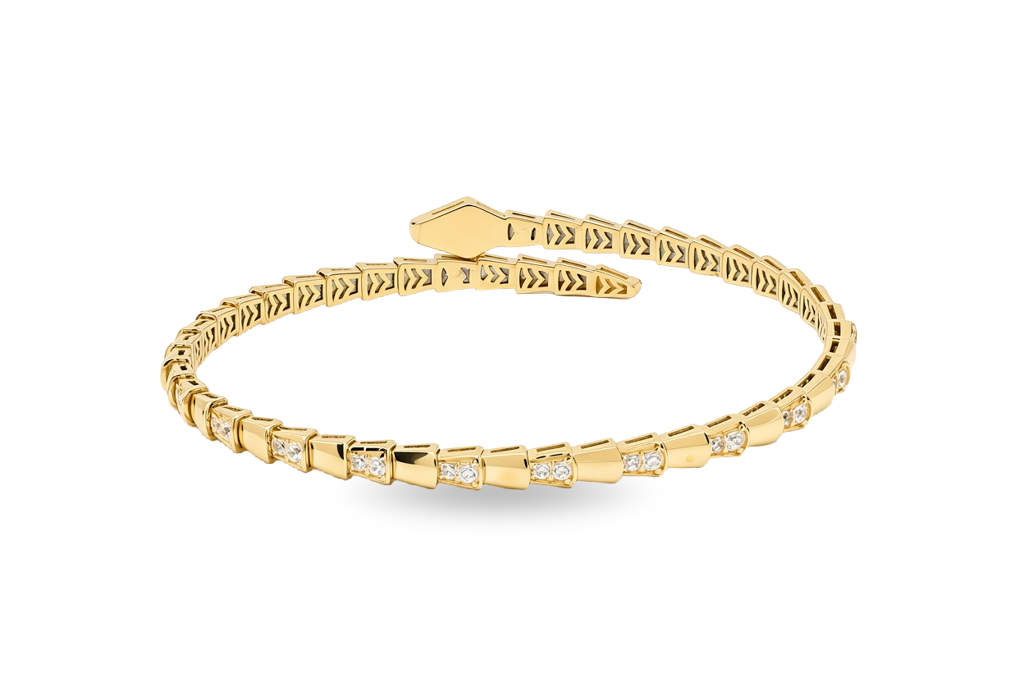 10K Yellow Gold Fashion BV Bangle Bracelet with Cz / Size: 18 / Weight: 8.8 GR / P23B-1646