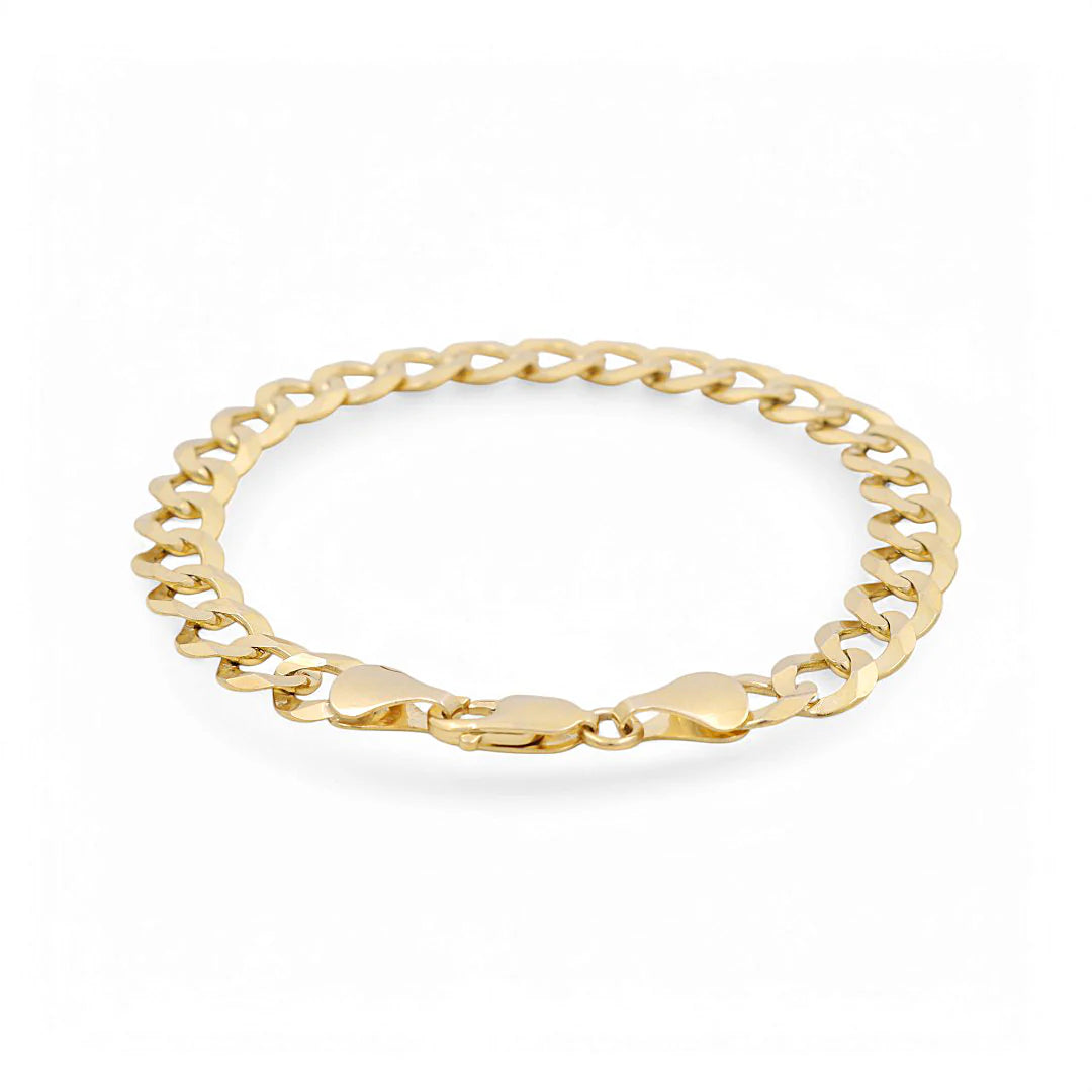 10K Yellow Gold Flat Curb Men's Bracelet / Size: 4mm 8" / Weight: 3.9 GR / FCCSMB0CB4-8