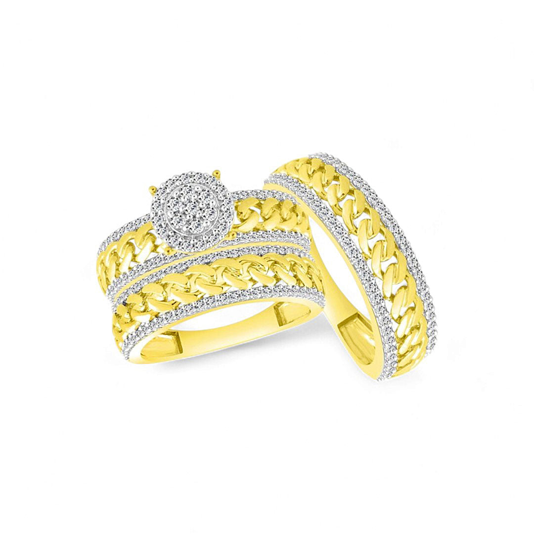 10K Yellow Gold Diamond Trio Set Ring/ Stone: 1.00CT / Size: 7 y 10 / 280336Y