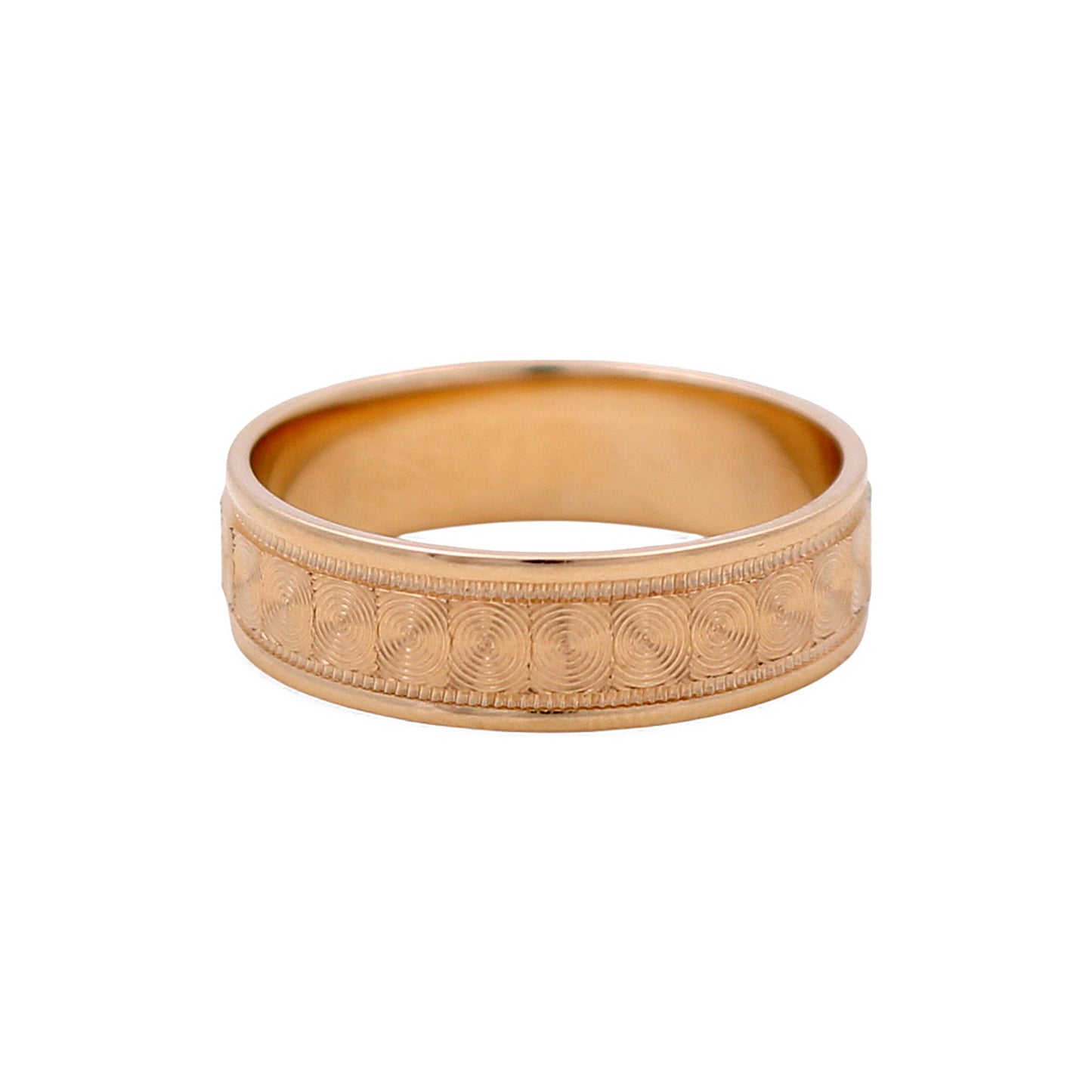 14K Yellow Gold Men’s Wedding Band with Design / Size: 10 / Weight: 4.5 GR / DEEMWB4DS-8