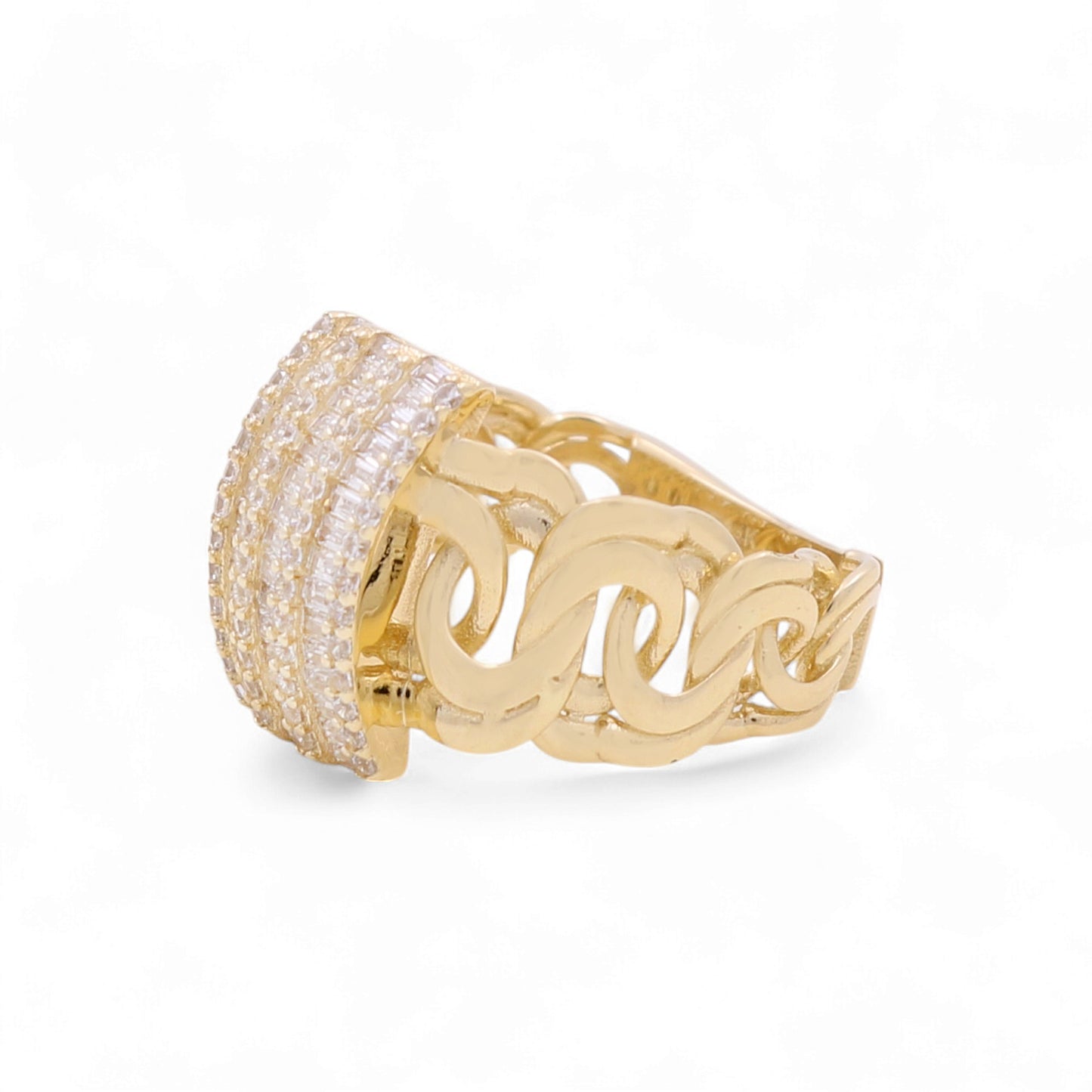 14K Yellow Gold Baguette Women's Ring with Cz / Size: 7.5 / Weight: 5.6 GR / DQWR4FS-19