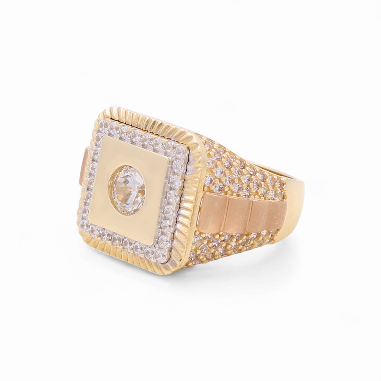 14K Yellow and Rose Gold Men’s Fashion Ring / Stone: Cz / Size 9.5 / Weight: 9.7 GR / COMRTT4FS-2