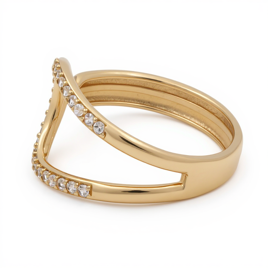 14K Yellow Gold Fashion Women's Ring with White Cz / Size: 8 / Weight: 2 GR / DQWR4FS-45