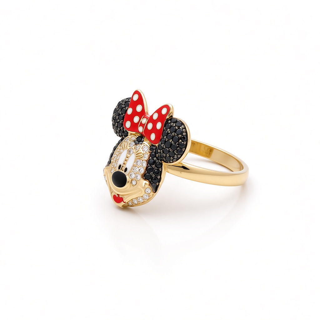 Anillo Minnie para mujer de oro amarillo 10K con zirconia / Talla: 7.5 / Peso: 2.8 GR / P26R-4A