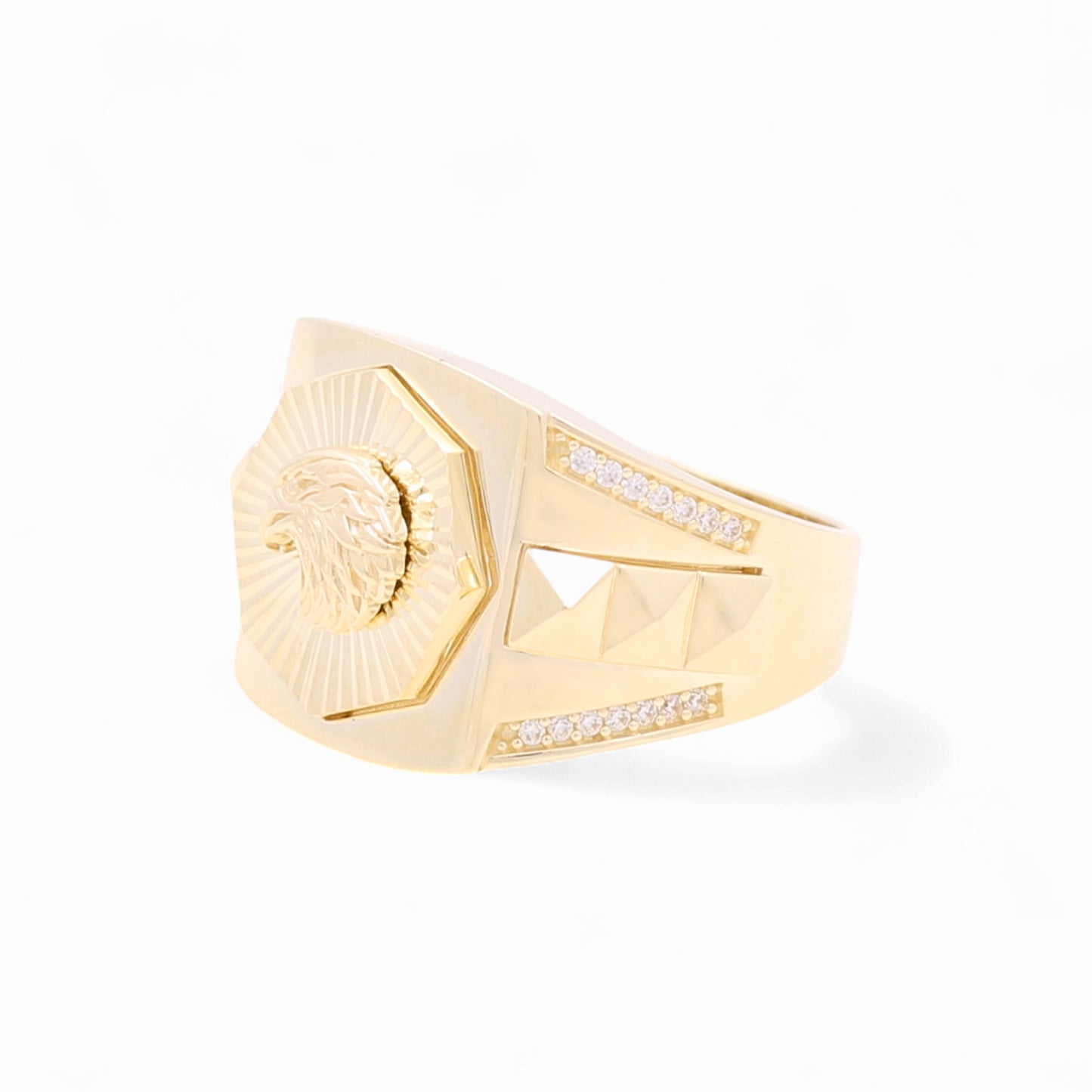 10K Yellow Gold Head Eagle Men's Ring / Stone: CZ / Size: 11 / Weight: 9.1GR / 711-99999