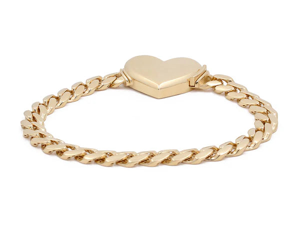 14K Yellow Gold Women's Heart Bracelet, Monaco Link / Size: 7" / Weight: 13.8 GR / CCWB4HR-5