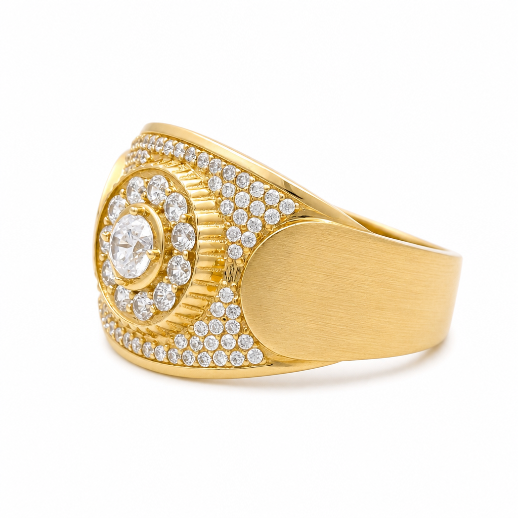 14K Fashion Men's Ring with Cz / Weight 10.2 GR / Size: 11
