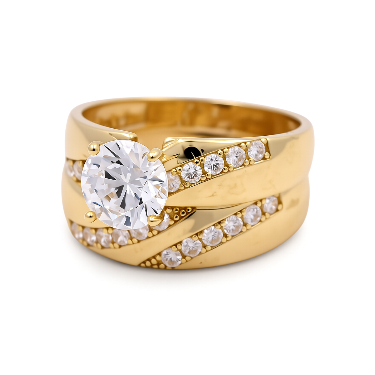 14K Yellow Gold Women’s Bridal Set / Stone: Cz / Size: 7.5 / Weight: 6.2 GR / DEEWR4BS-6