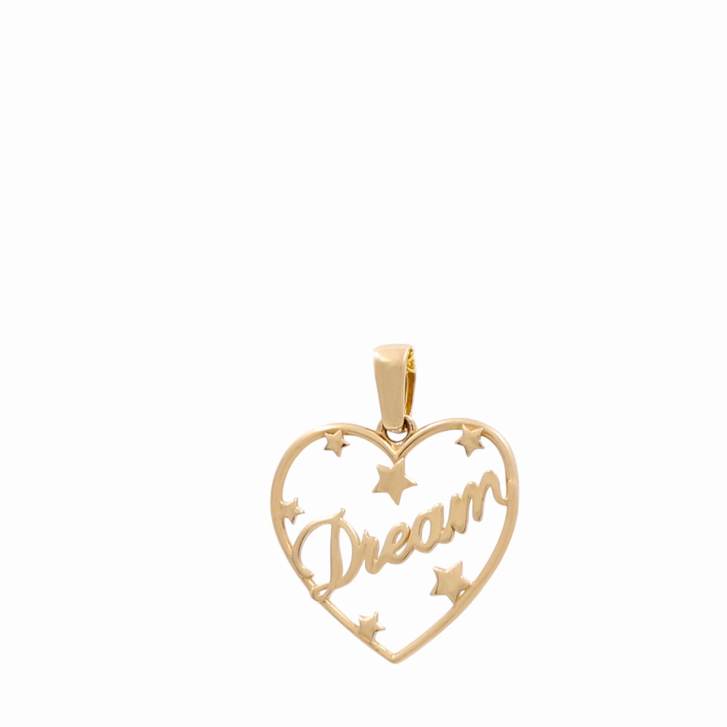 14K Yellow Gold Heart Pendant With Stars And Dream / Weight: 0.8 GR / CCPD4HR-3