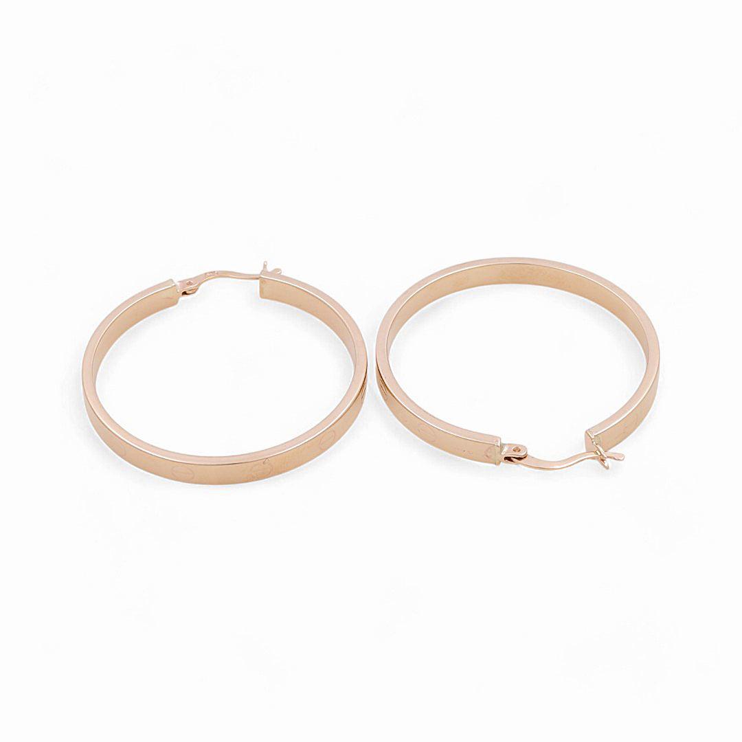 14K Yellow Gold Fashion CT Hoops Earrings / Size: 4mm X 35mm / Weight: 4.8 GR / KOEH4CT4x35