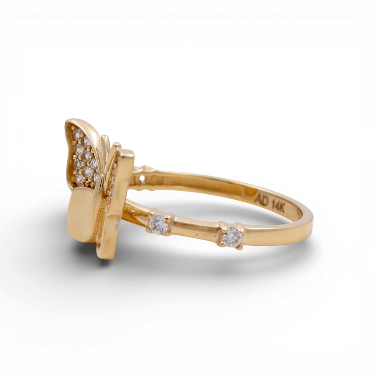 14K Yellow Gold Butterfly Women's Ring with Cz / Size: 8 / Weight: 1.7 GR / Y23-329