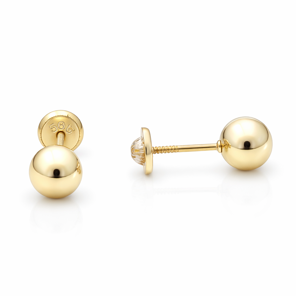 14k Yellow Gold Ball Stud Earrings