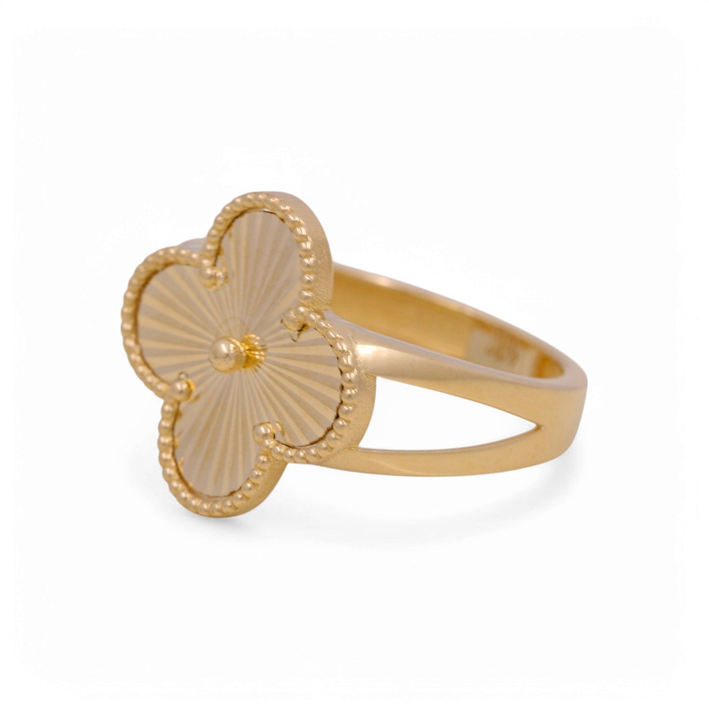 14K Yellow Gold Clover Women's Ring / Size: 8 / 13.5 MM / Weight: 2.5 GR / DOWR4CLV-1