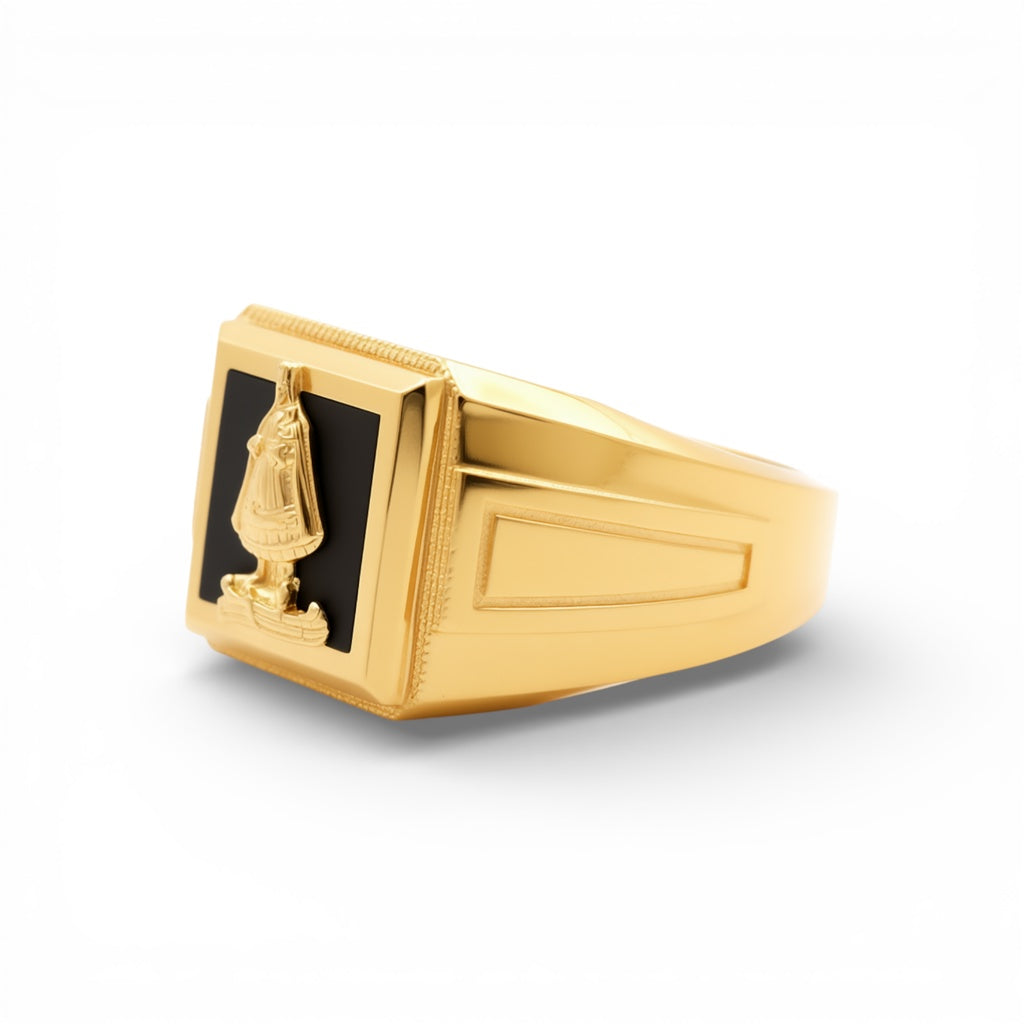 14K Yellow Gold Virgen de la Caridad Men's Ring / Size: 10.5 / Weight: 5.5 GR