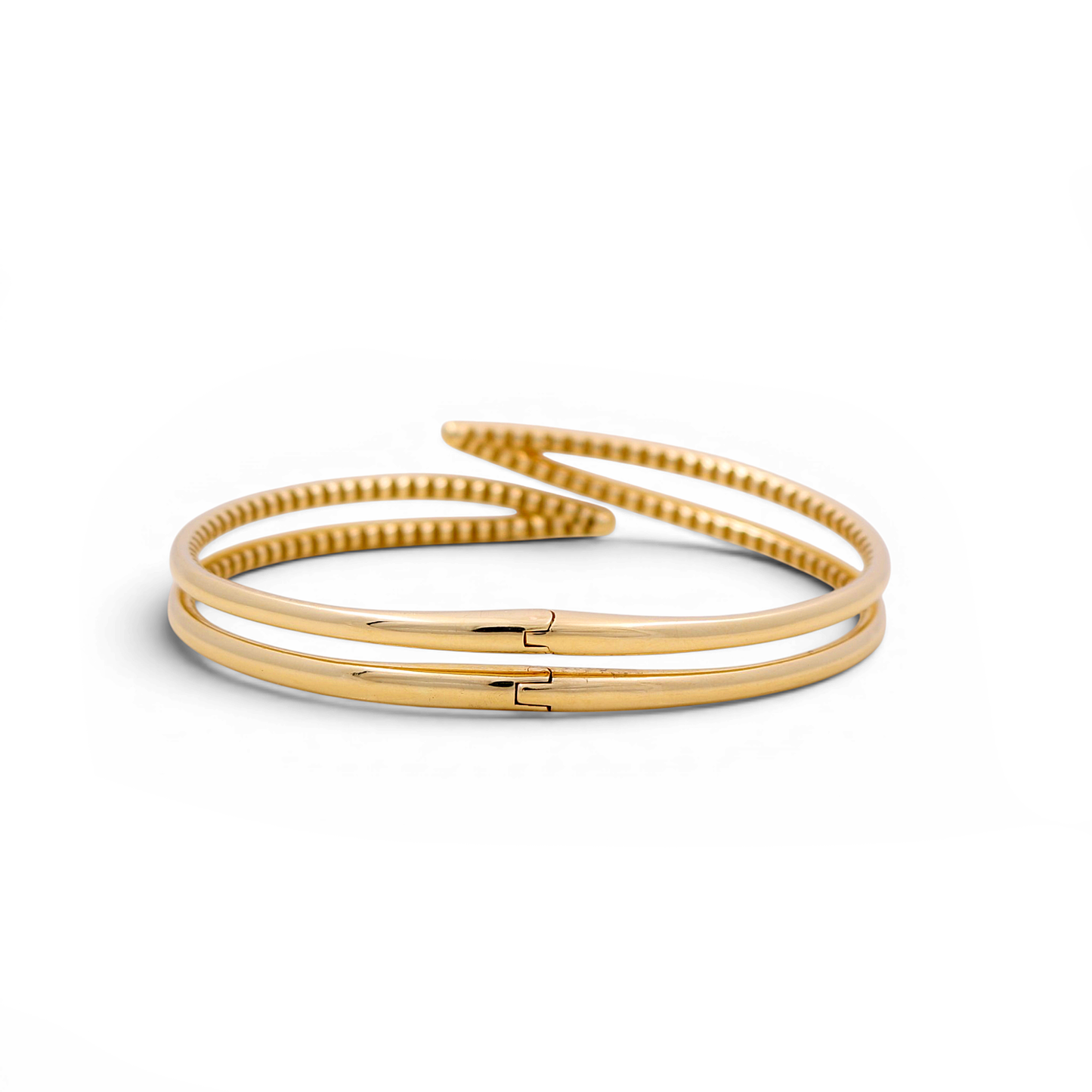 14K Yellow Gold SemiSolid Fashion Bangle Bracelet / Weight: 14.5 GR