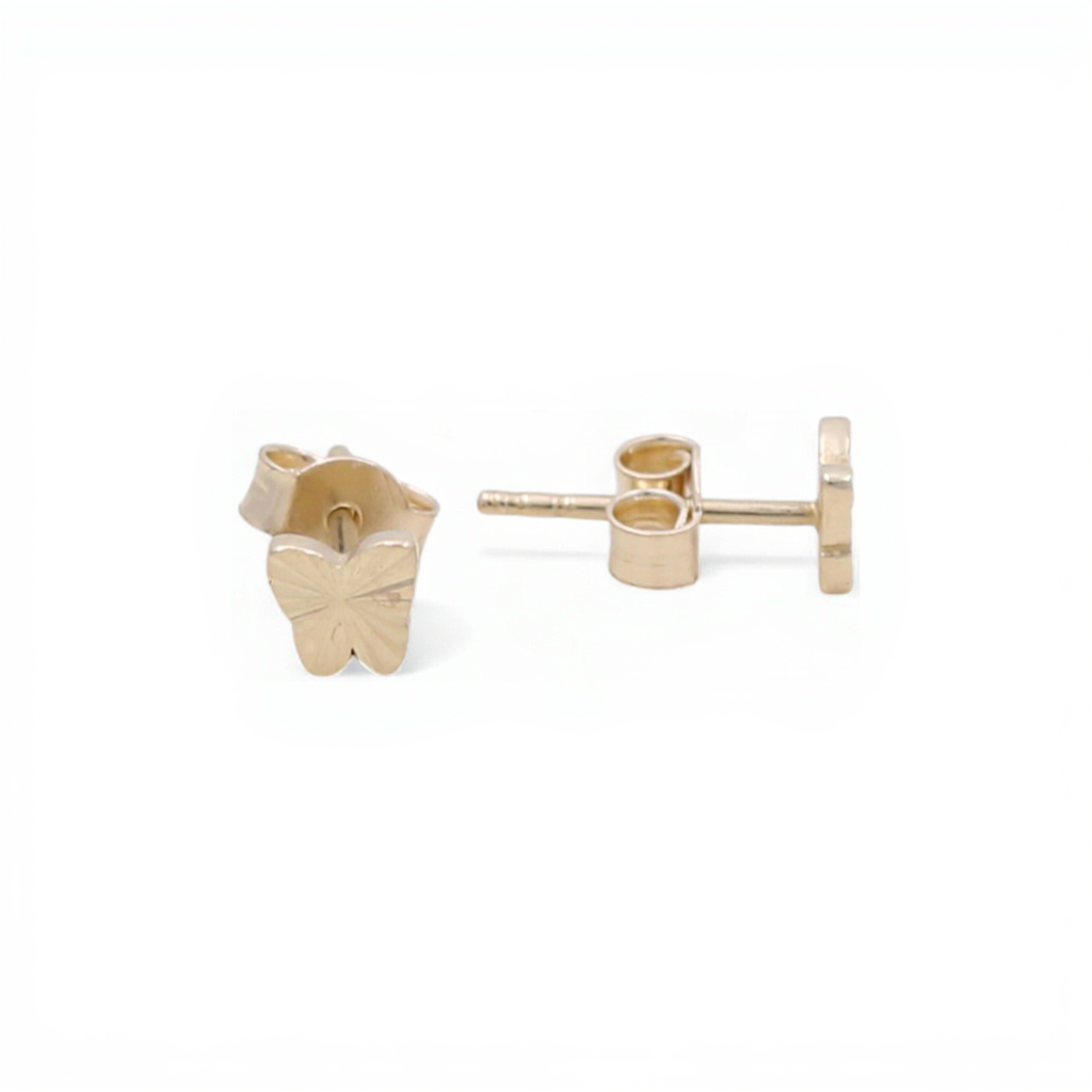 10k Yellow Gold Butterfly Stud Earrings with Diamond Cut / Weight: 0.8 GR / CQES0BF