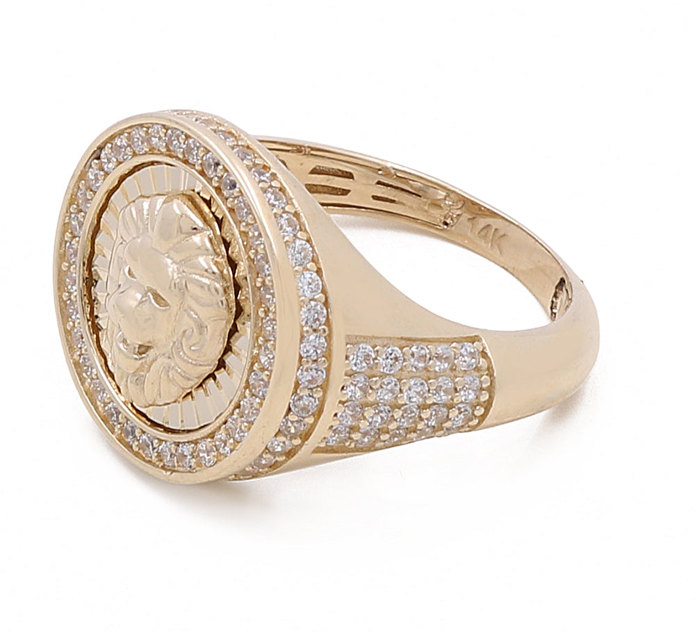 14K Yellow Gold Men’s Lion Ring / CZ / Size 9.5 / Weight: 8.1 GR / COMR4LN-1