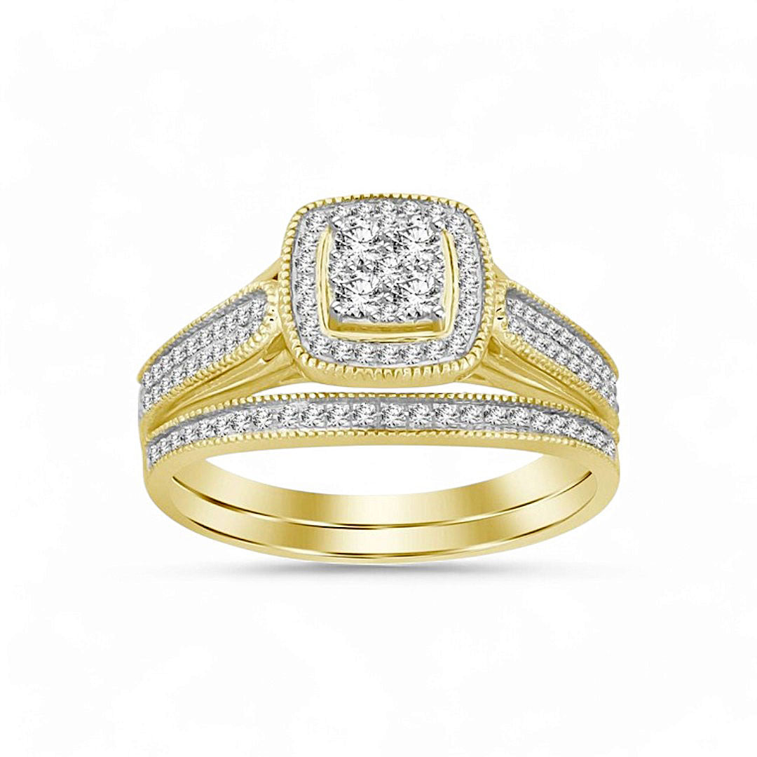 14K Yellow Gold Women's Diamond Bridal Set / Stone: 0.30CT / Size: 7 / 340067Y