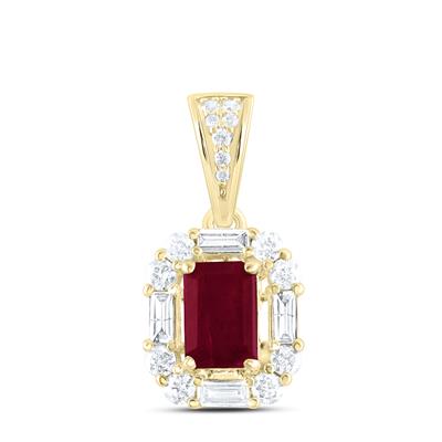 14K Yellow Gold Women's Pendants with Ruby and Diamonds / Stone:1