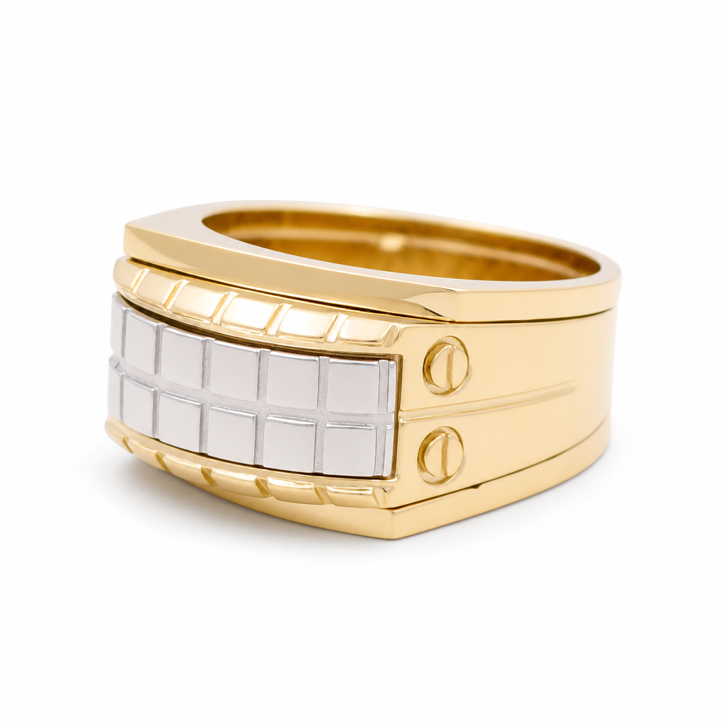 14K I Yellow Gold and White Men's Rings / Size: 10 / Weight: 10.3 GR