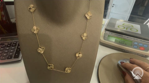 10K Yellow Gold Eleven Clovers Women's Necklace / Size: 18” 13MM / Weight: 12.5 GR / DQNK0CLV-6