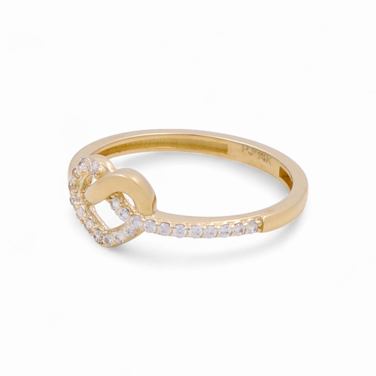 14K Yellow Gold Heart Women's Ring With Cz / Size: 8 / Weight: 1.7 GR / CPWR4HR-1