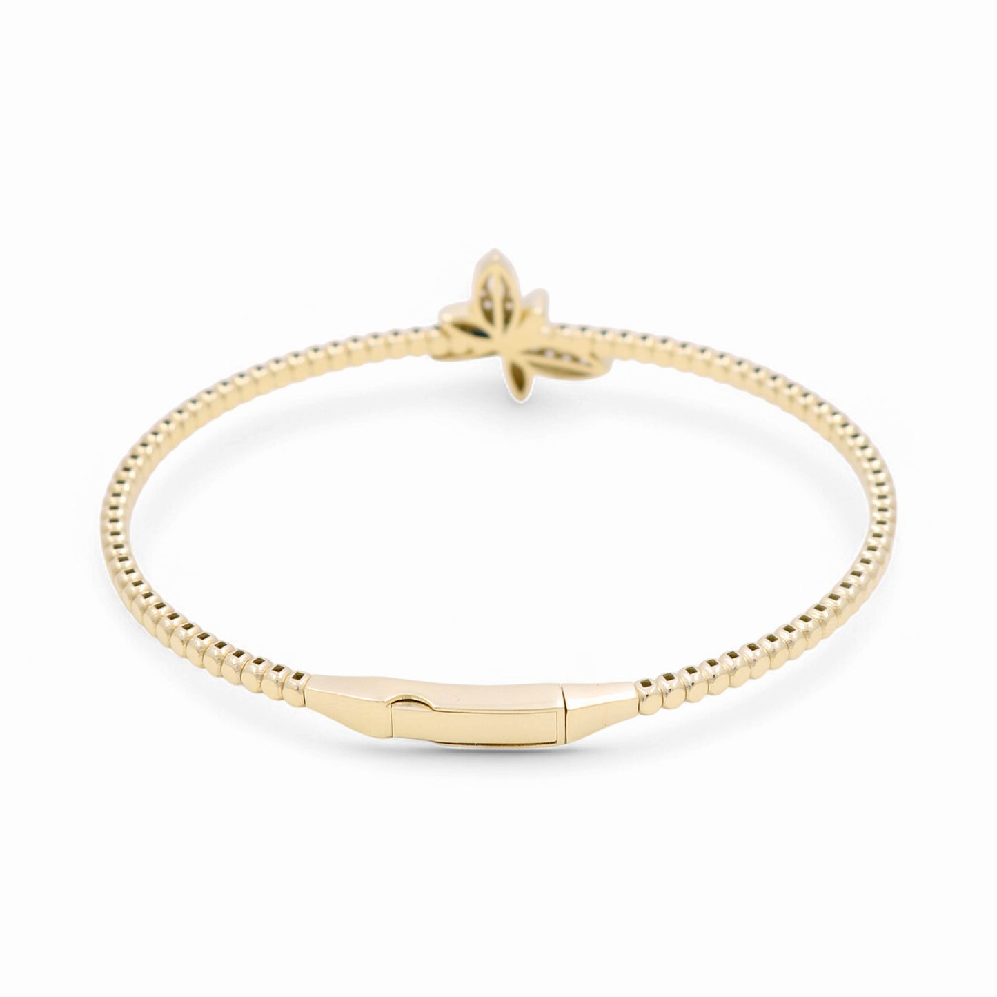 10K Yellow Gold Semisolid Women’s Bangle Bracelet with Dragonfly and Cz / Weight: 7.6 GR / CPBB0DF