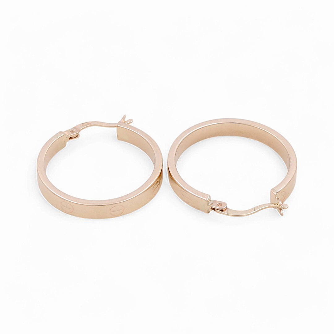 14K Yellow Gold Fashion CT Hoops Earrings / Size:4mm X 23mm / Weight: 3.1 GR / KOEH4CT4x23