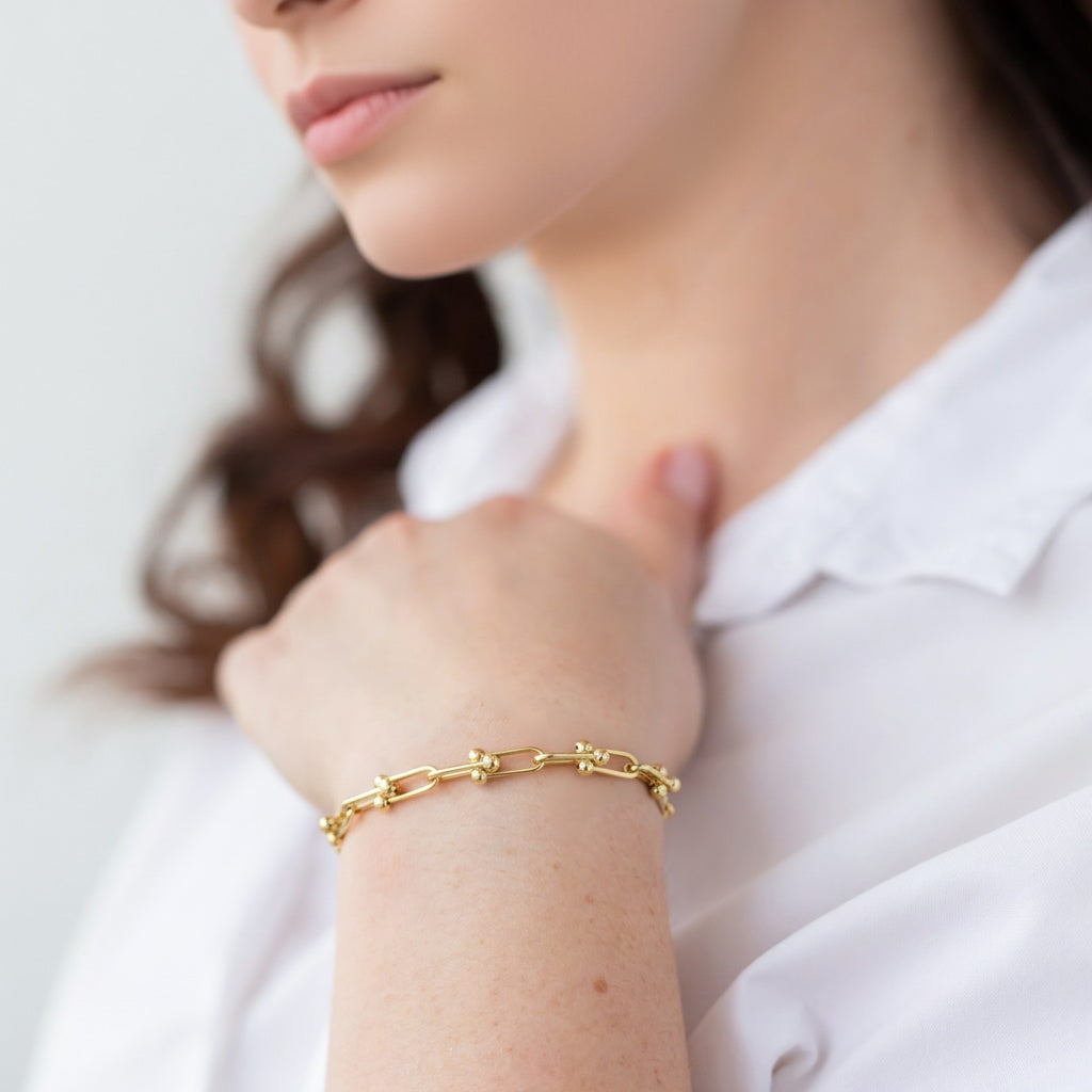 10K Yellow Gold Women's Fashion TT Bracelet / Size: 7.5" / Weight: 6.2 GR / P10S-130