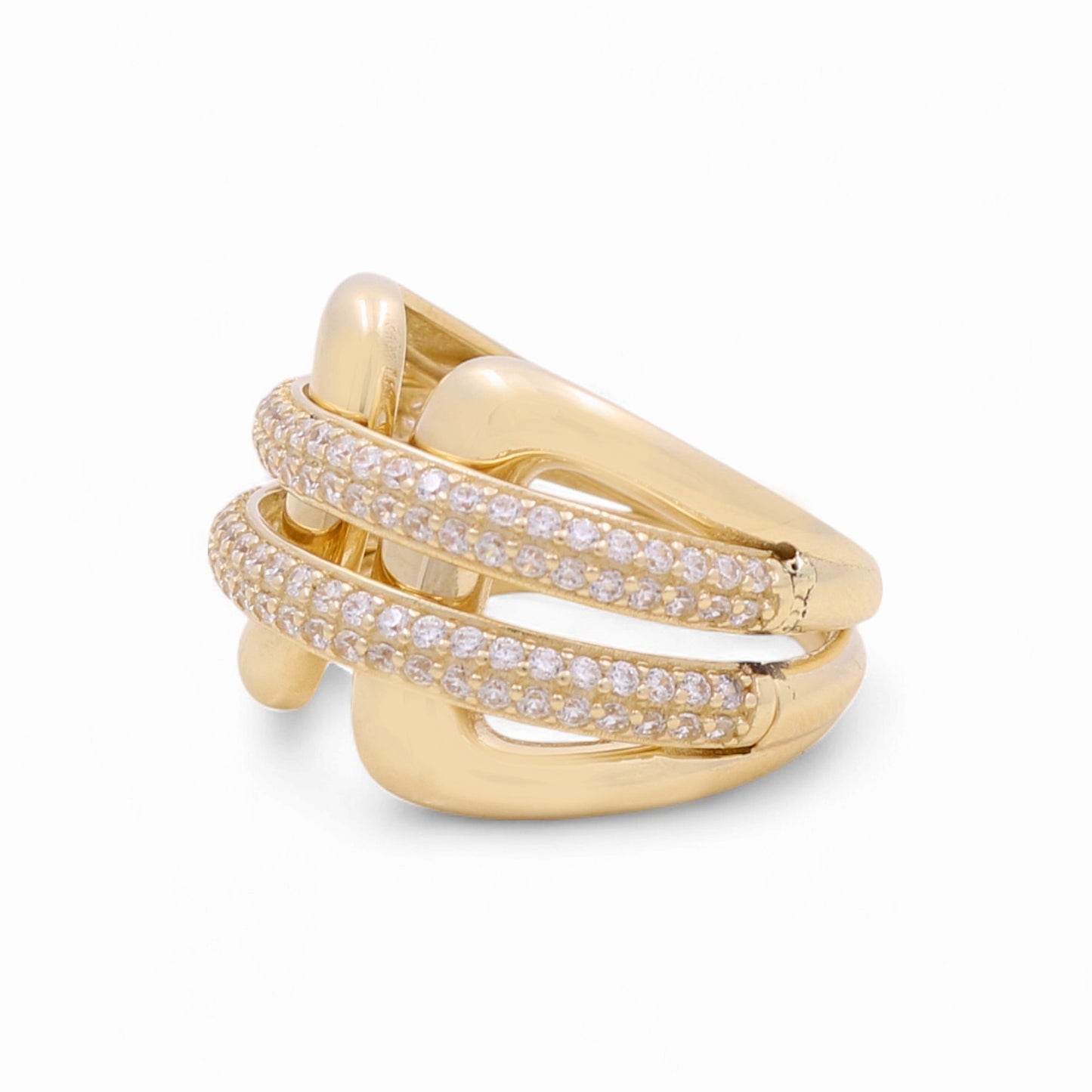 10K Yellow Gold Fashion Women's Ring with Cz / Size: 7.5 / Weight: 4.6 GR