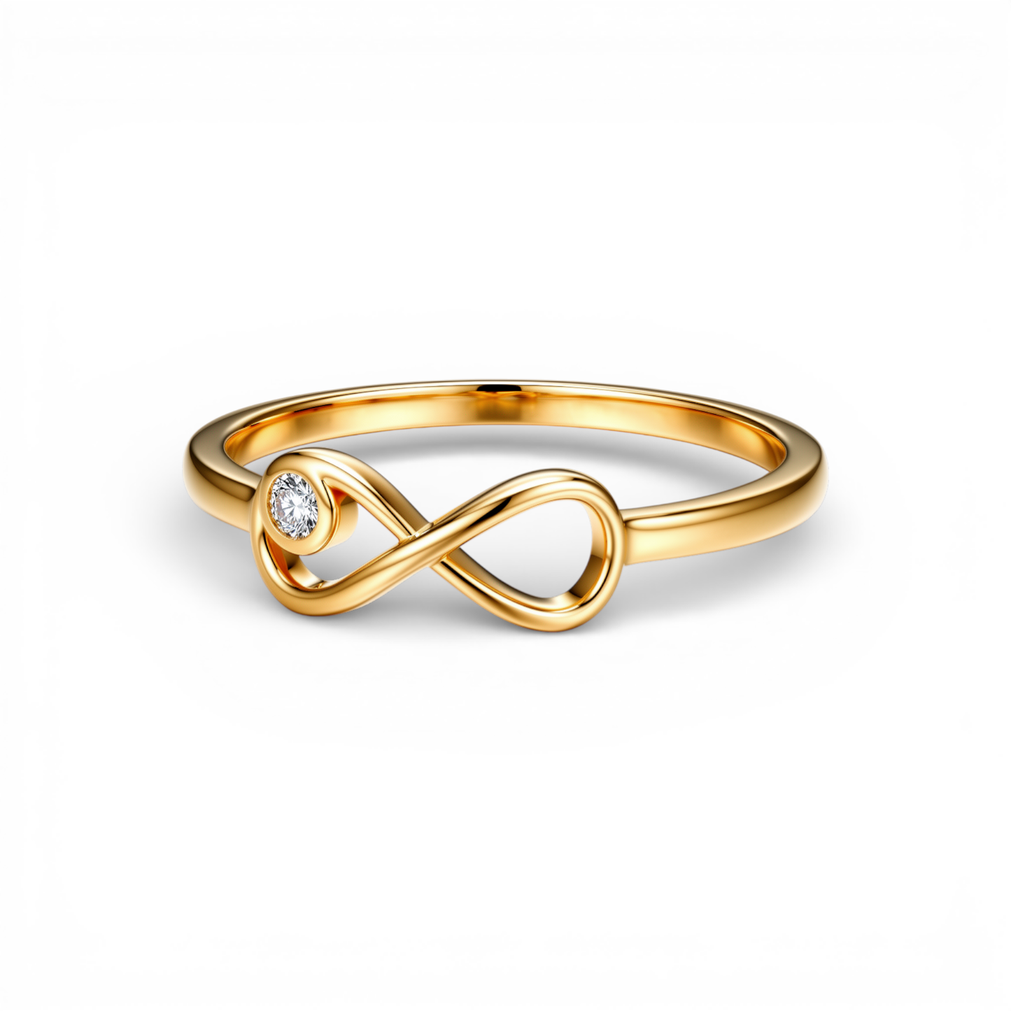 10K Yellow Gold Infinity Women's Ring with Cz / Size: 7.5 / Weight: 1.2 GR / DQWR0IF-1