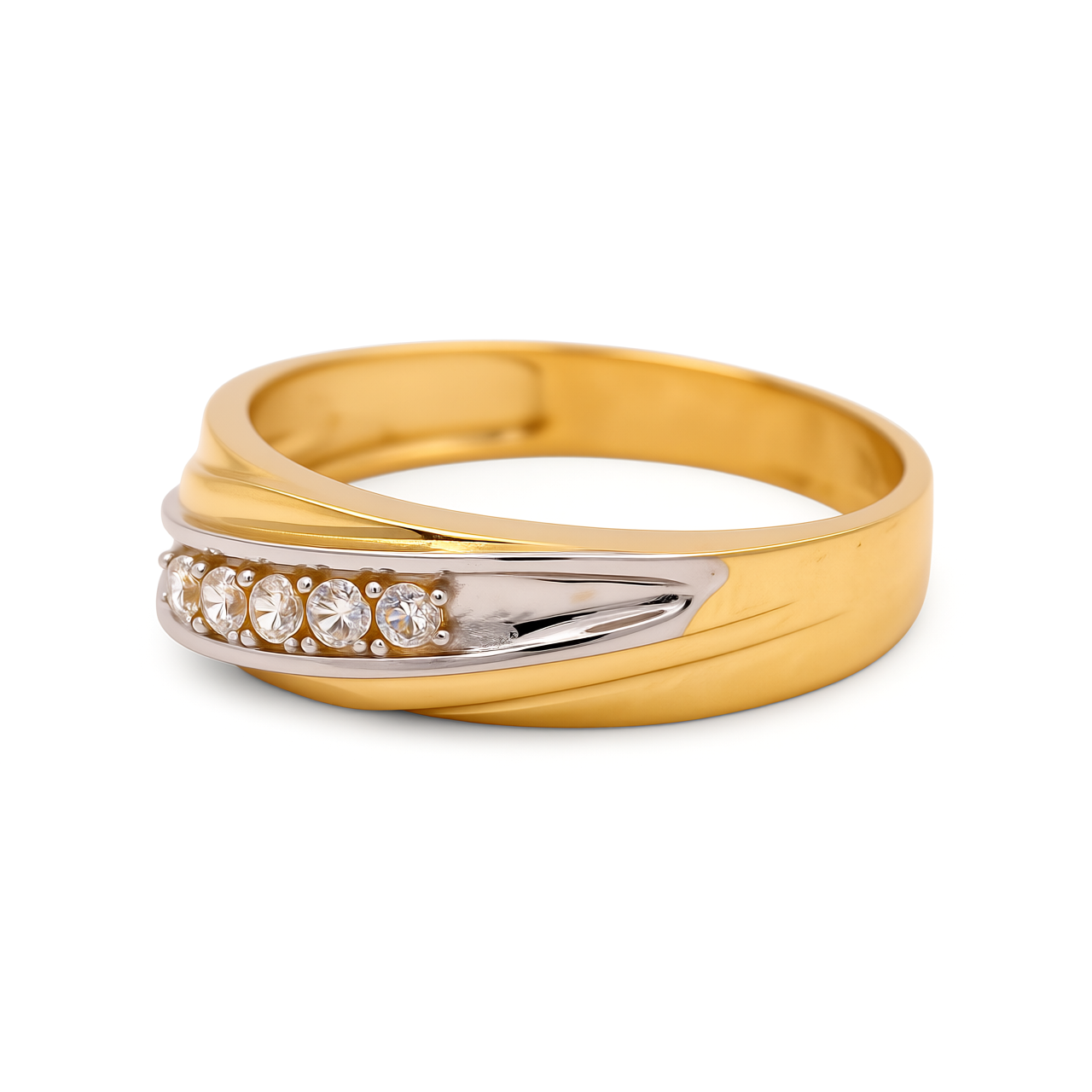 14K Yellow and White Gold Men’s Wedding Band / Stone: Cz / Size: 10 / Weight: 2.7 GR / CEEMWBTT4BS-4