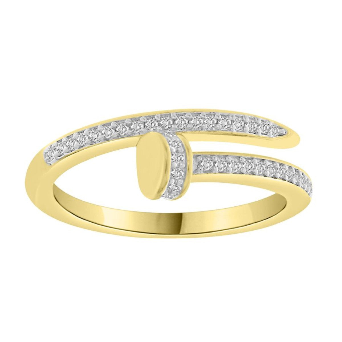 10K Yellow Gold Diamond Nail Women's Ring / Stone: 0.25CT / Size: 7 / 251136Y