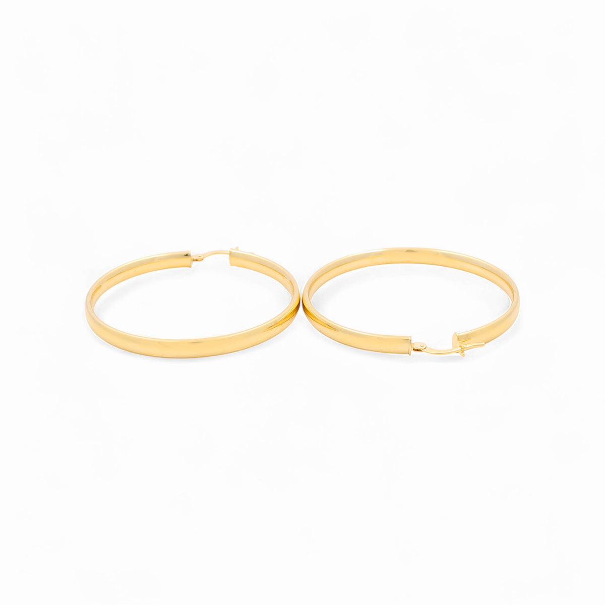 14K Yellow Gold Plane Women's Hoops Earrings / Size: 4mmx40mm / Weight: 4.4 GR / 240-00805