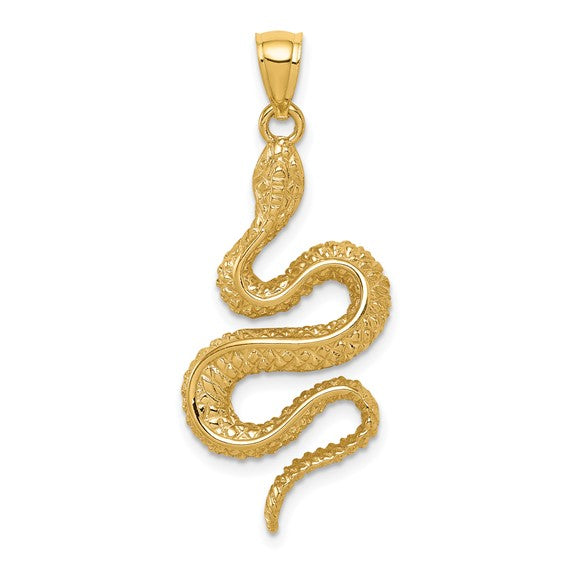 14K Yellow Gold Polished Textured Snake Pendant / Weight: 3.16 GR / D4485