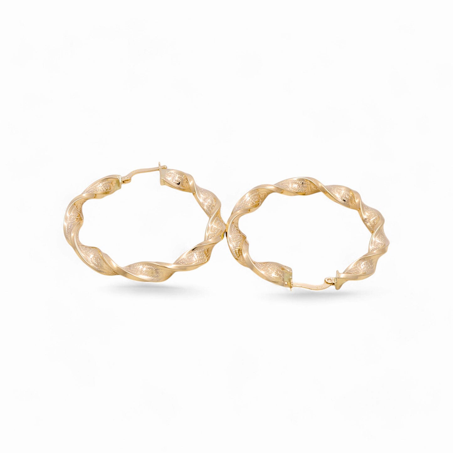 14K Yellow Gold Twist with Greek Hoops Earrings / Size:5mm X 34mm / Weight: 4.9 GR / KOEH4TRGR5x34