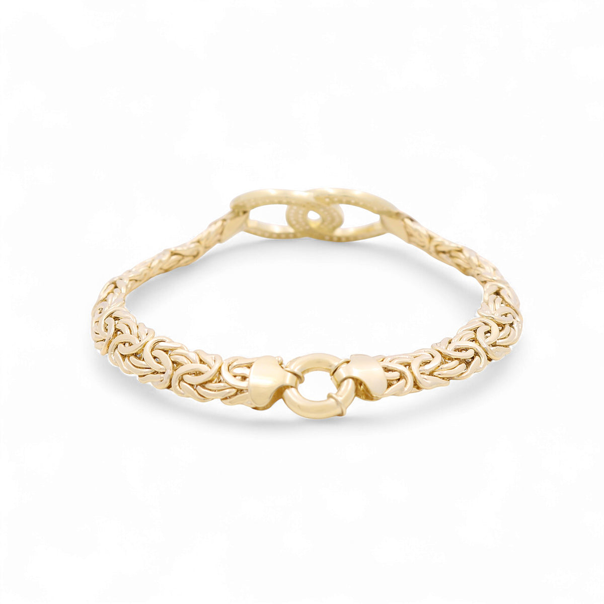10K Yellow Gold Byzantine Women's Bracelet with CC and Cz / Size: 7.5" / Weight: 11 GR / P10S-117