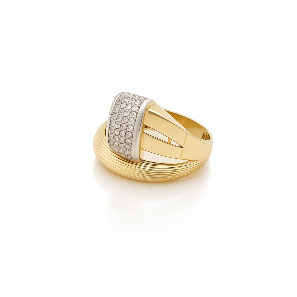 14K Yellow Gold Fashion Women's Ring with White Stones / Size: 7.5 / Weight: 5 GR / DQWR4FS-56