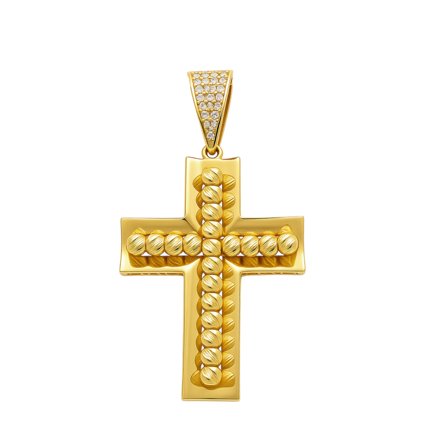 14k Yellow Gold Fashion Cross Pendant with Cz / Weight 5.5 GR / COPD4CSFS-2