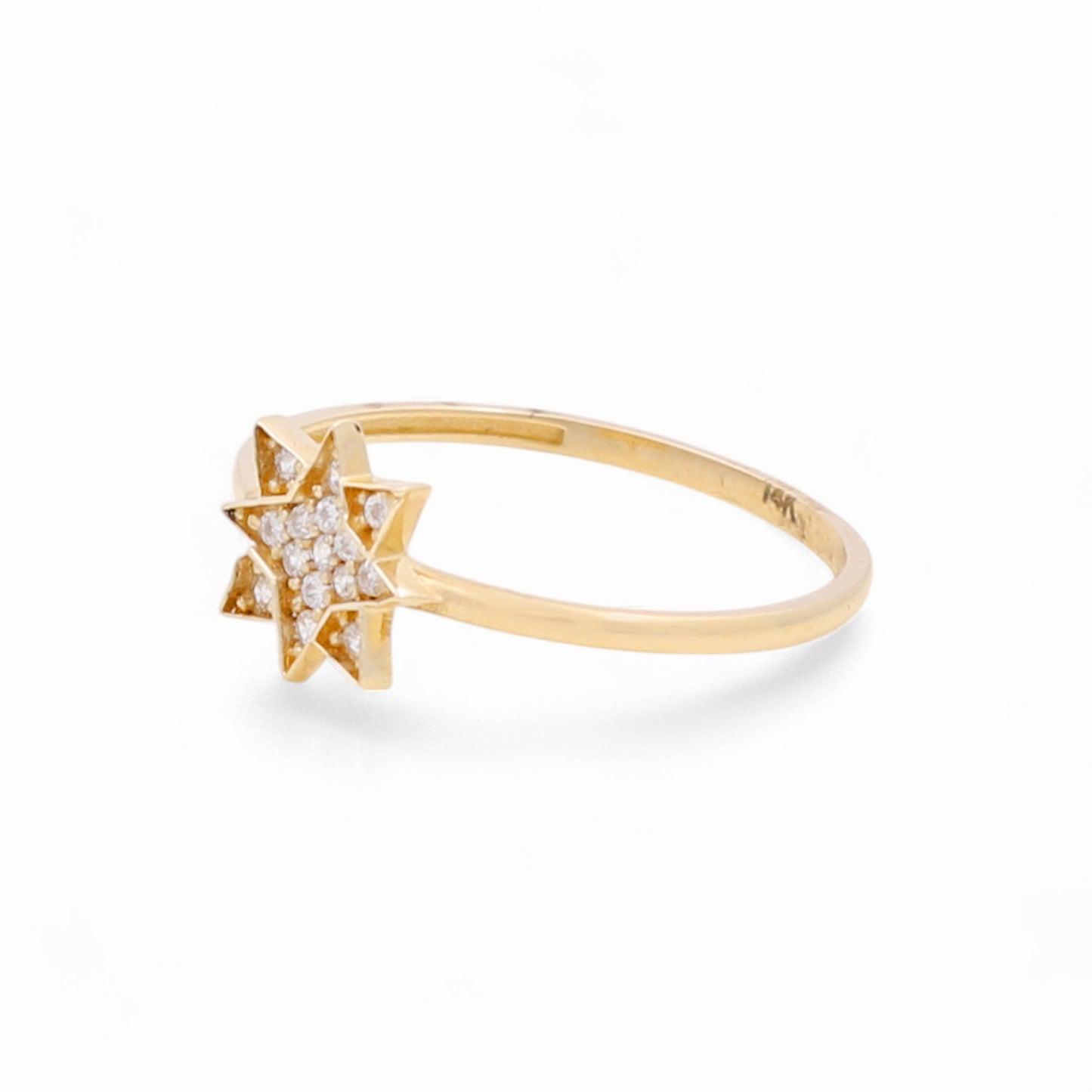 14k Star Women's Ring with Cz / Weight 0.9 GR / BOWR4ST-1