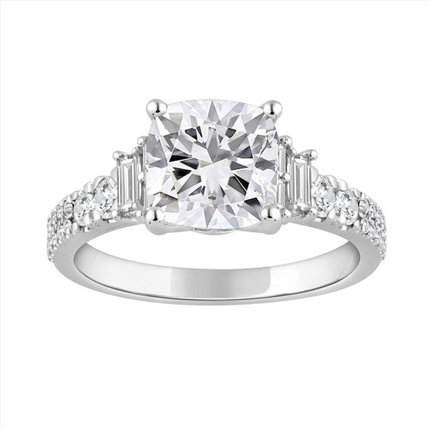 Anillo de compromiso para mujer de oro blanco 14K con diamantes de laboratorio / Talla: sz7 / Piedra: 2.50 CT VS1/VS2 / 122882W