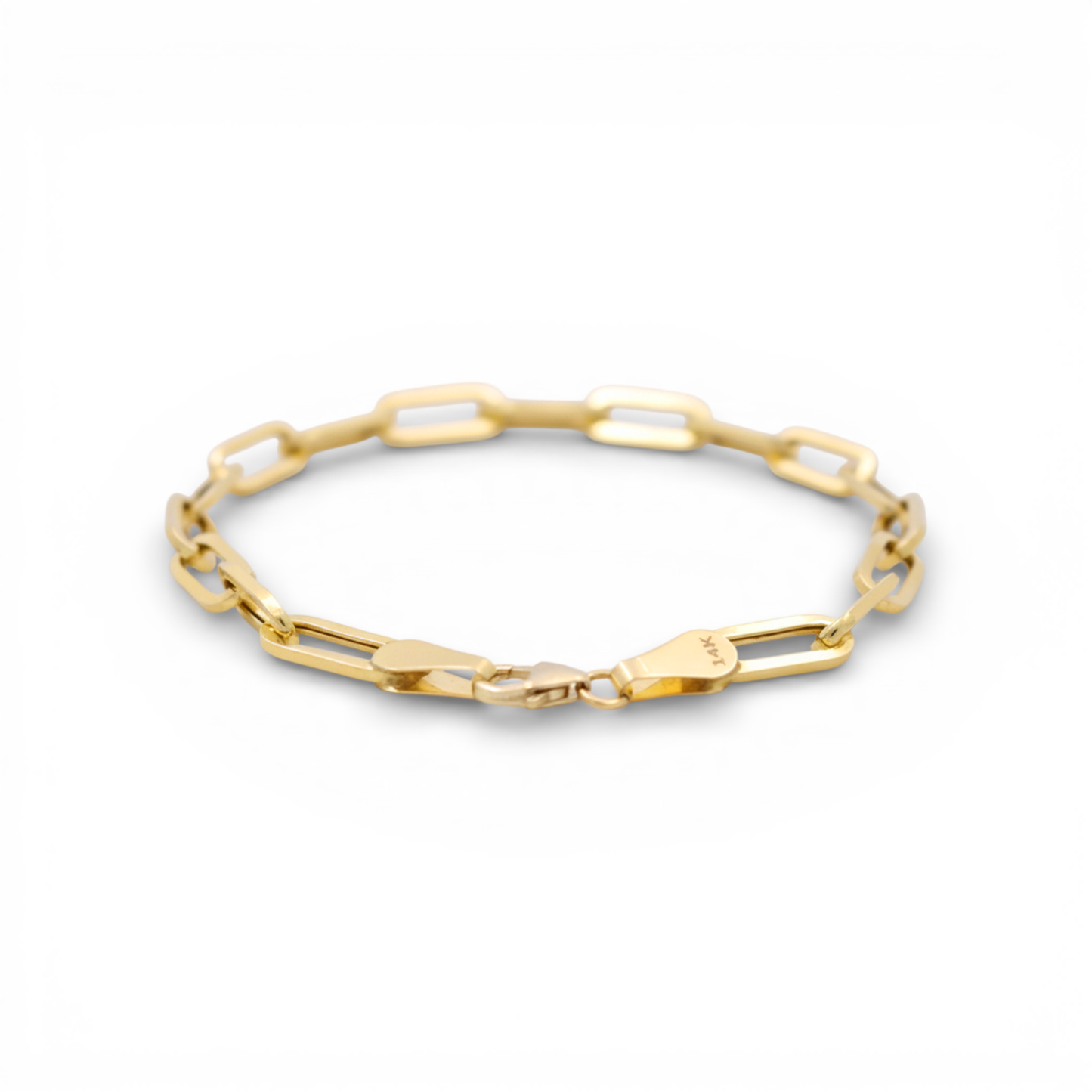14K Yellow Gold Paper Clip Bracelet / Size: 4MM 7.5" / Weight: 2.5 GR / COWB4PC4-7.5