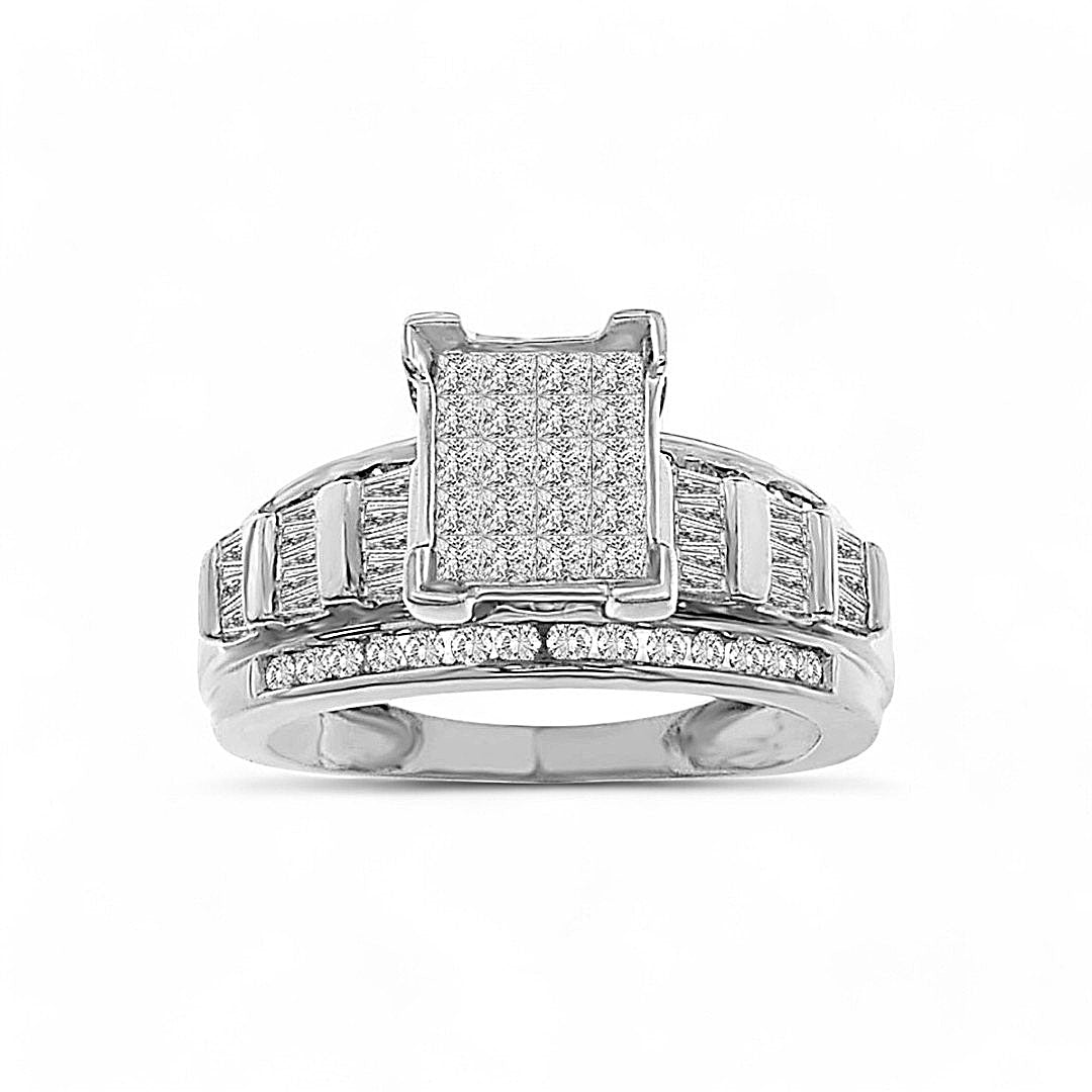 Anillo de compromiso de diamantes para mujer en oro blanco de 10 quilates / Piedra: 1,00 ct / Tamaño: 6,5 / 65189W