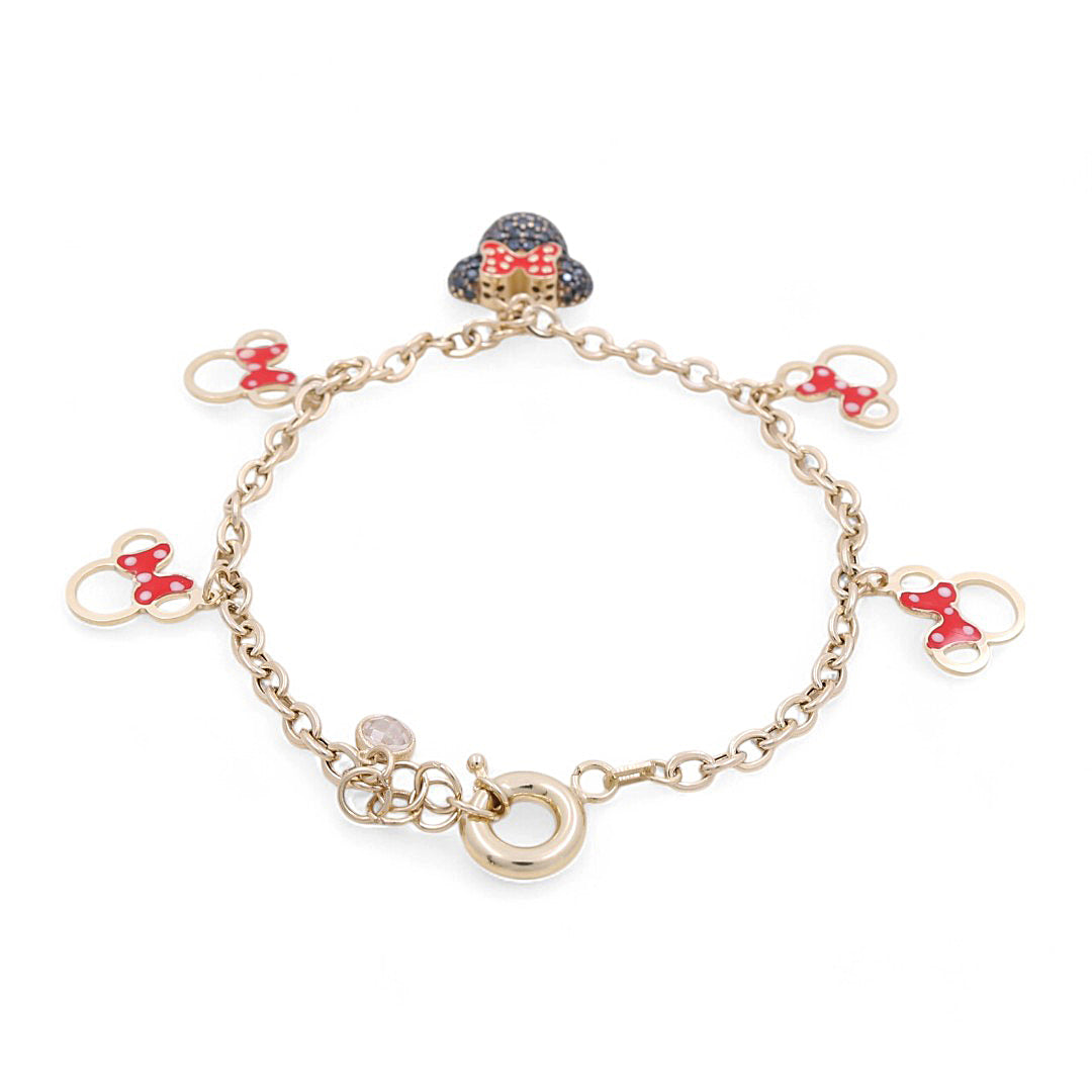 10K Yellow Gold Women's Fashion Minnie Bracelet / CZ / Size: 7.5 " / Weight: 5.7 GR / P71B-72