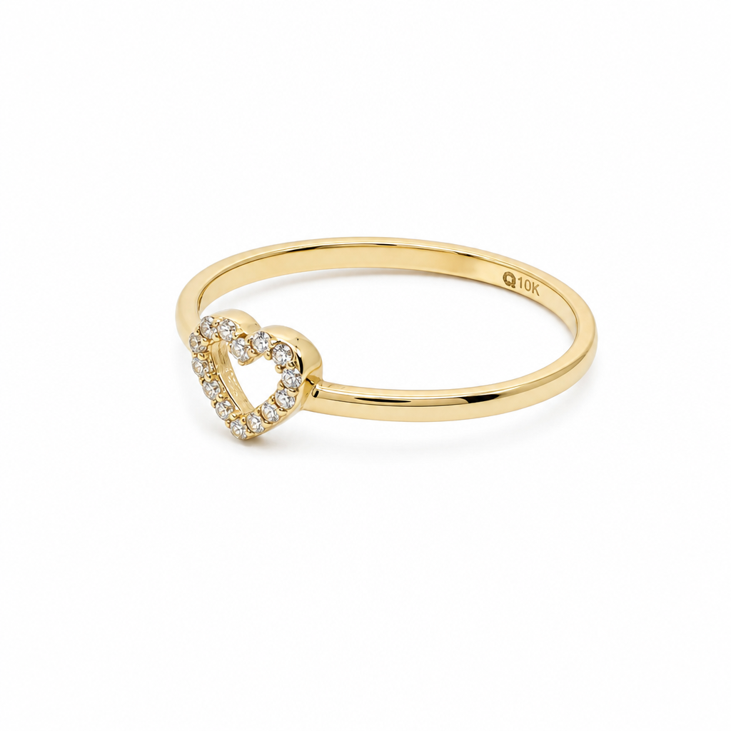 10K Yellow Gold Heart Women's Ring / Size: 7 / Stone: Cz / Weight: 1.1 GR / DQWR0HR-30
