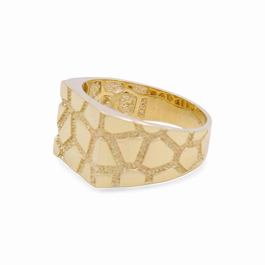 14K Yellow Gold SQ Nugget Men's Ring / Size: 10.5 / Weight: 6.5 GR / DQMR4FS-3
