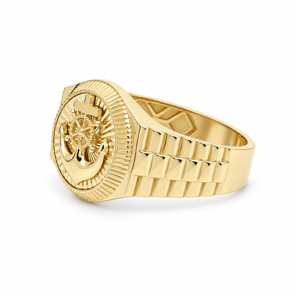 14K Yellow Gold RD Anchor Men’s Ring / Size 10 / Weight: 5.3 GR / DQMR4AN-1