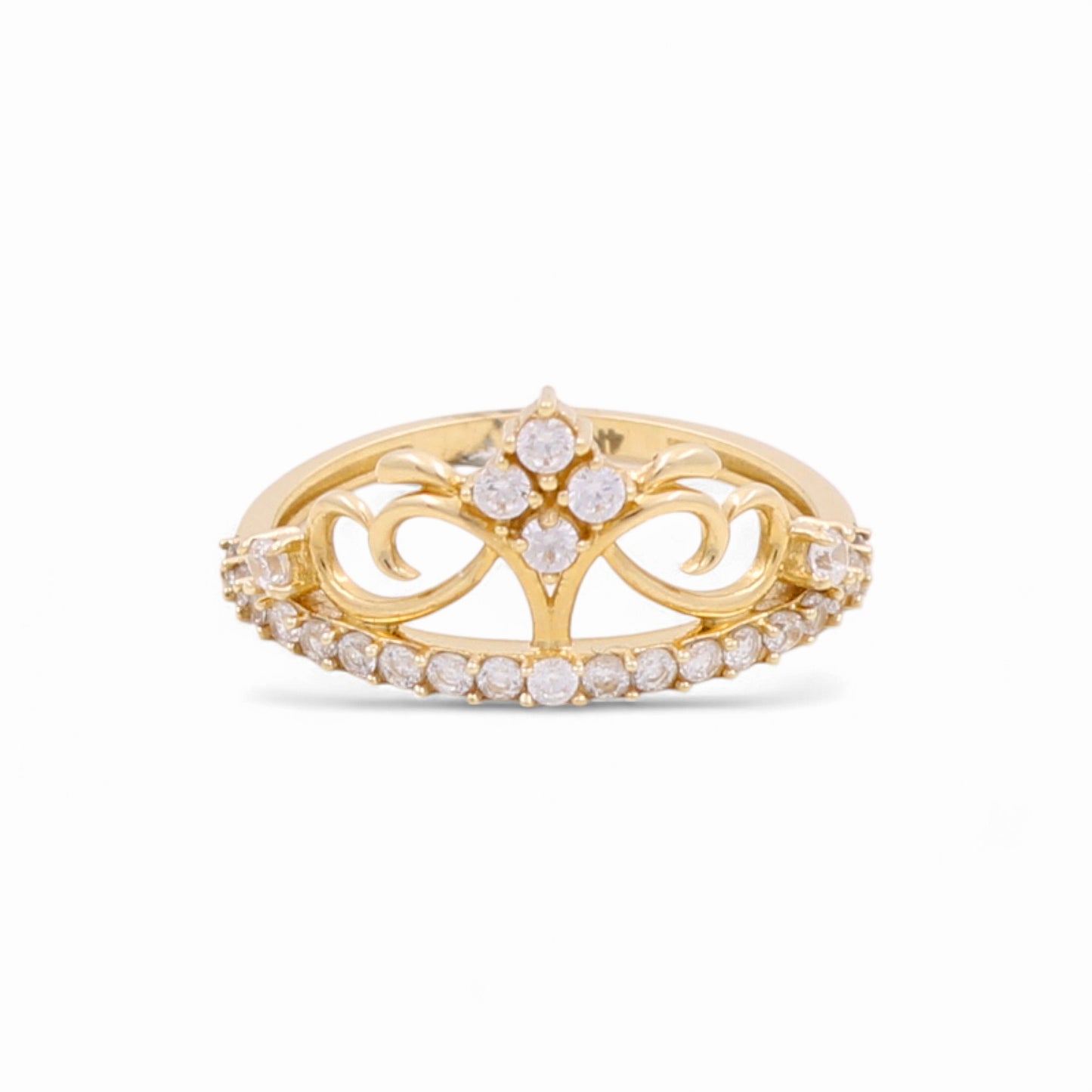 14k Crown Women's Ring with Cz / Weight 1.6 GR / BOWR4CN-1