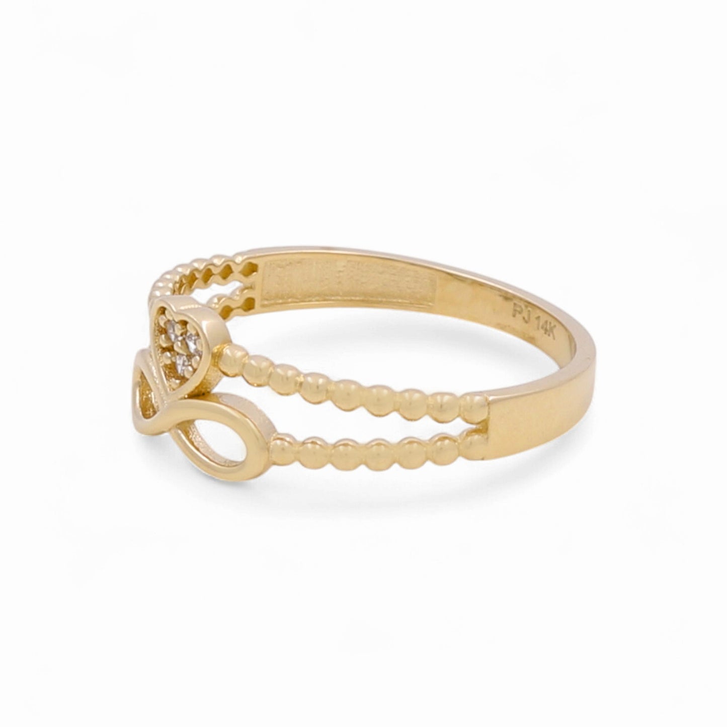 14K Yellow Gold Heart and Infinity Women's Ring With Cz / Size: 8 / Weight: 1.5 GR / CPWR4HRIF